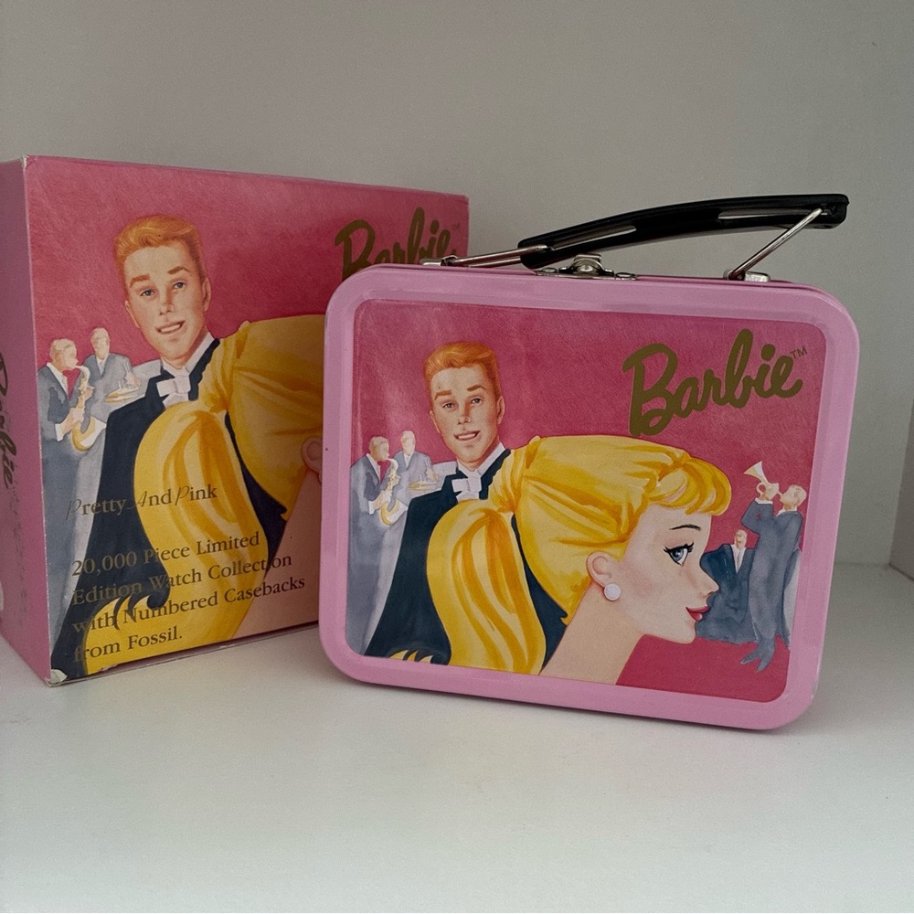 NWT Barbie Pretty And Pink Fossil Watch Boxed Set. 1994 Ltd Ed.. Pink Leather - Picture 2 of 16
